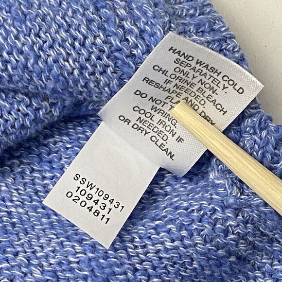 J. Jill Blue Round Neck Tunic Length Ribbed Knit Sweater Button Detail Sz M - Picture 6 of 11